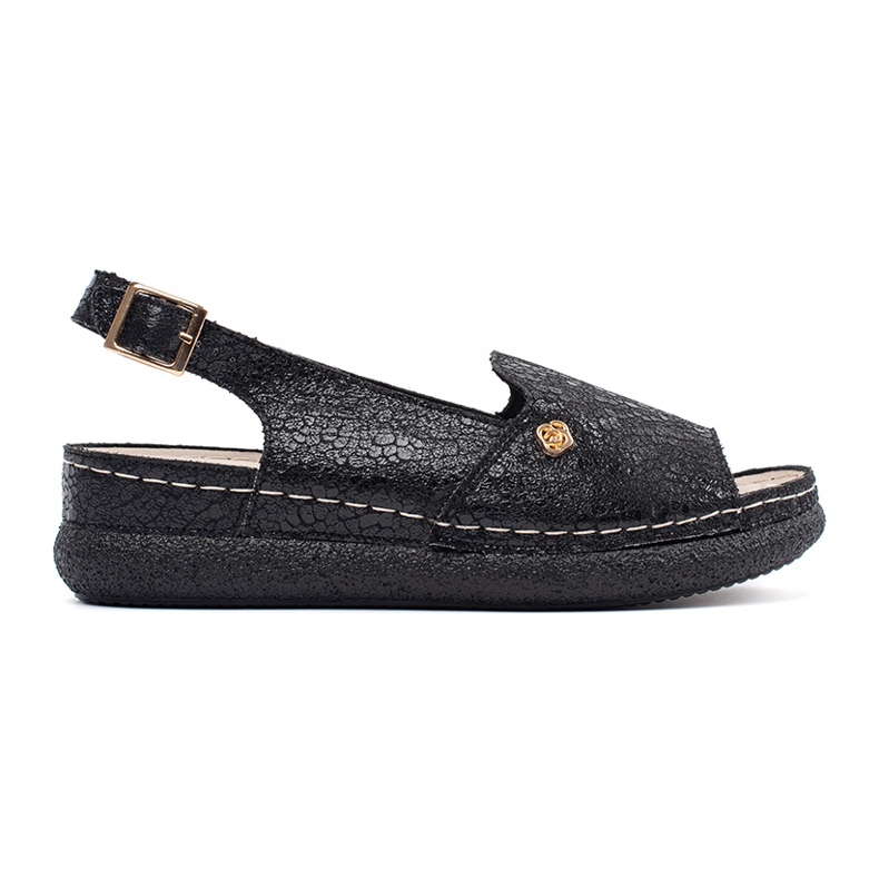 Goodin Sandales noires avec semelle intérieure en cuir le noir Goodin Sandales noires avec semelle intérieure en cuir le noir