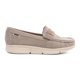 Goodin Mocassins ouverts beige sombres avec un élément doré Goodin Mocassins ouverts beige sombres avec un élément doré