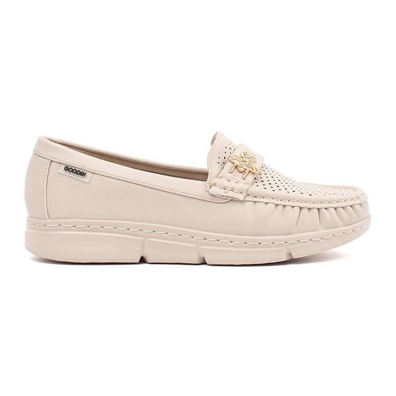 Goodin Mocassins légers ouverts beige avec une épingle Goodin Mocassins légers ouverts beige avec une épingle