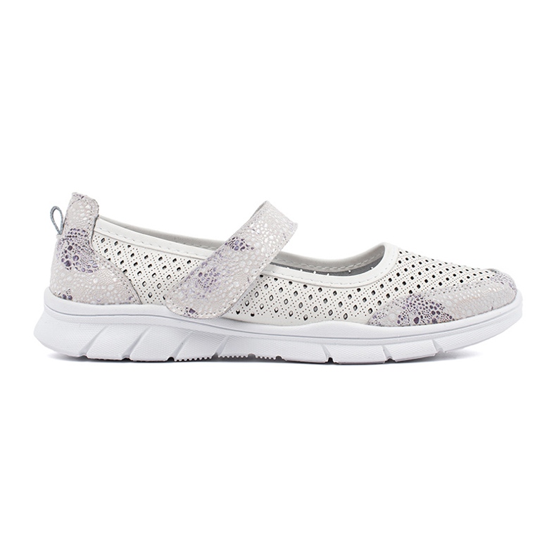 Goodin Ballerines de sport en cuir blanc ouvert blanche Goodin Ballerines de sport en cuir blanc ouvert blanche