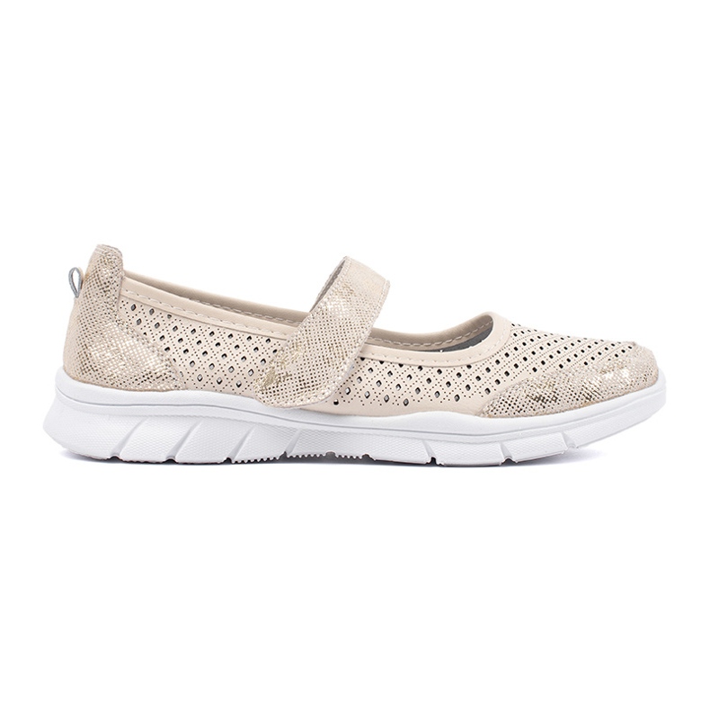 Goodin Ballerines sportives en cuir ouverte beige