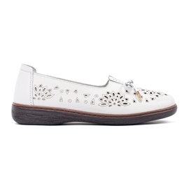 Goodin Chaussures en cuir de poinçonnage blanc avec un arc