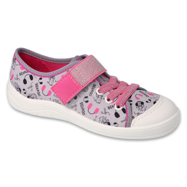 Chaussons enfants Befado avec velcro 351Y024, applications grises