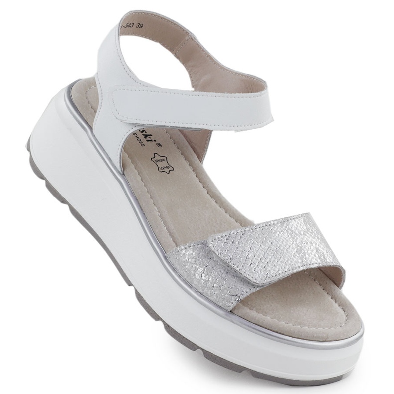 S.Barski Sandales en cuir pour femmes pour la plate-forme en argent vecro S. Barski LR51-543