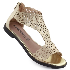 Sandales des femmes Openwork Platinum Złote M. Daszyński MR24148-2 d'or