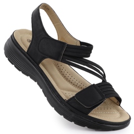 Sandales féminines sur la plate-forme confortable Black UniSoft 8875 le noir