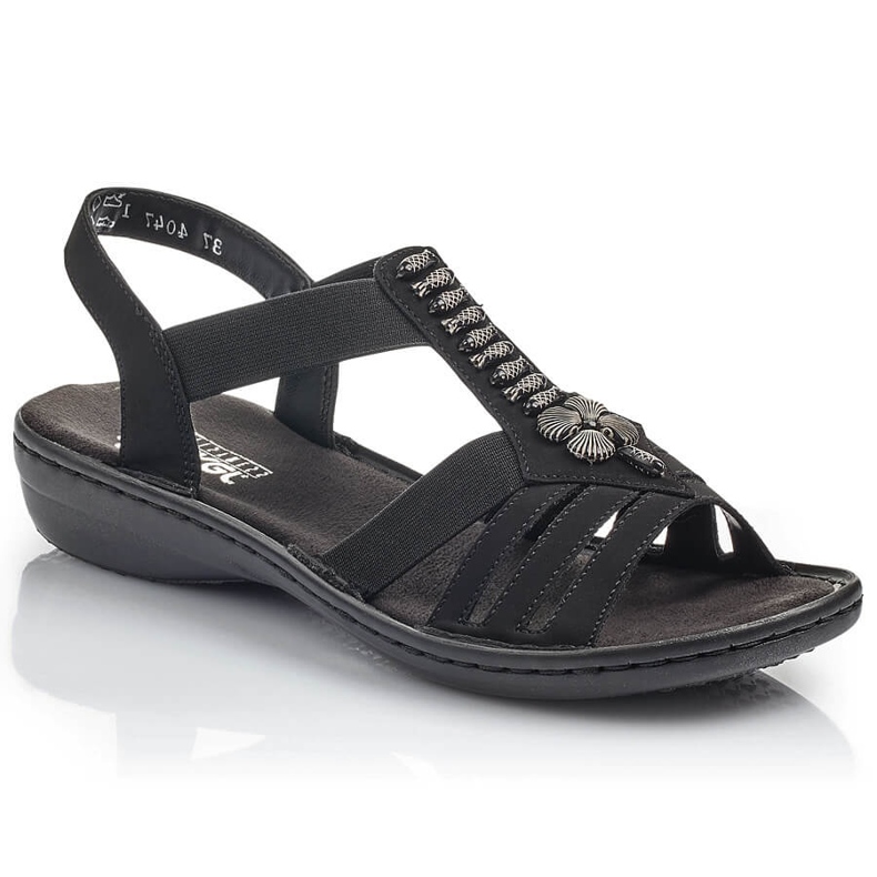 Sandales féminines Roman Black Rieker 60806-00 le noir
