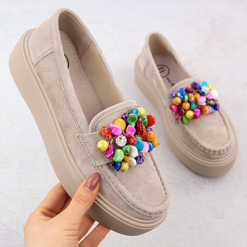 Mocassins en cuir sur la plate-forme avec beige beige filippo dp6765