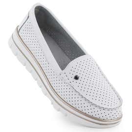 Modages en cuir OpenWork sur la plate-forme White Filippo DP7006 blanc