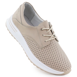 Chaussures en cuir pour femmes Openwork Beige Filippo DP6022