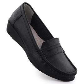 Mocassins en cuir pour femmes sur l'altitude sabatina noire JHY01