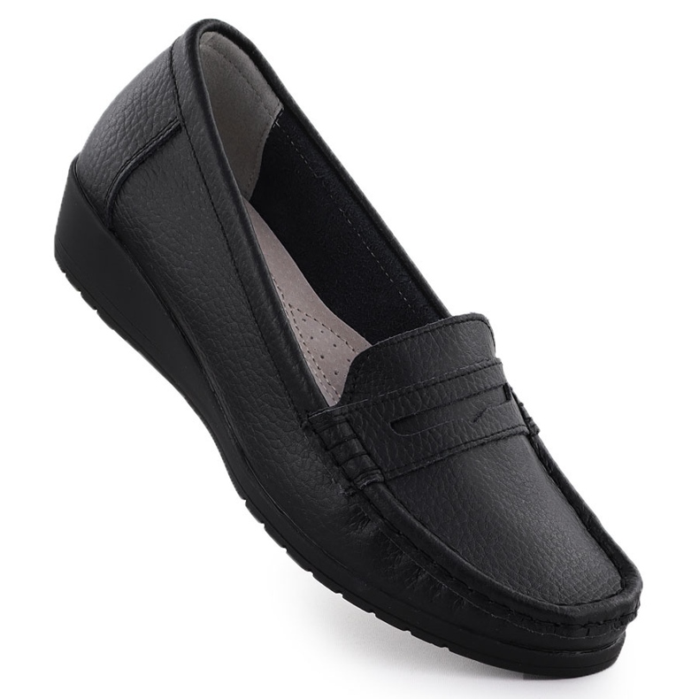 Mocassins en cuir pour femmes sur l'altitude sabatina noire JHY01 le noir Mocassins en cuir pour femmes sur l'altitude sabatina noire JHY01 le noir