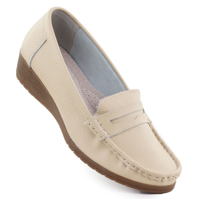 Mocassins en cuir pour femmes sur l'altitude beige sabatina jhy01