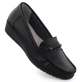 Mocassins en cuir pour femmes sur l'altitude sabatina noire JHY02