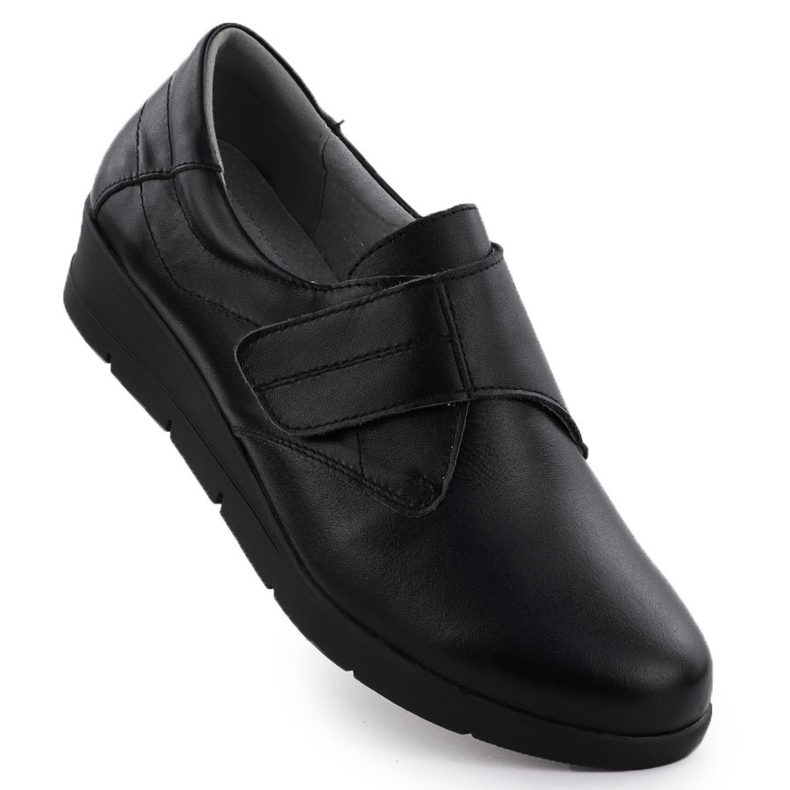 Chaussures en cuir pour femmes sur coins sabatina jhy202 le noir