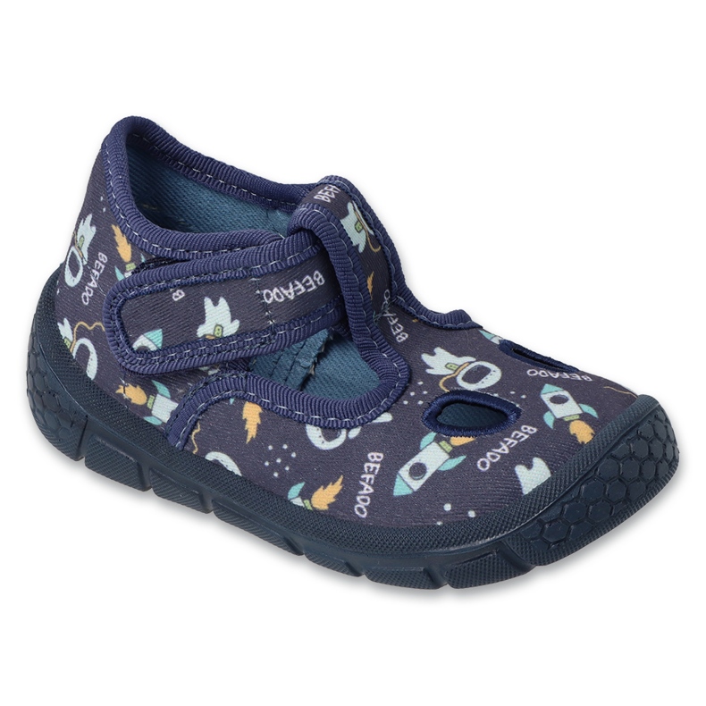 Chaussons enfant Befado bleu marine avec velcro 630P018 Soft-B