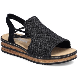 Sandales féminines sur Wedgets Black Rieker 62941-00 le noir Sandales féminines sur Wedgets Black Rieker 62941-00 le noir