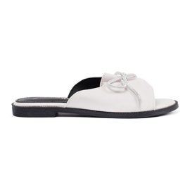 Goodin Les tongs plats blancs avec un arc