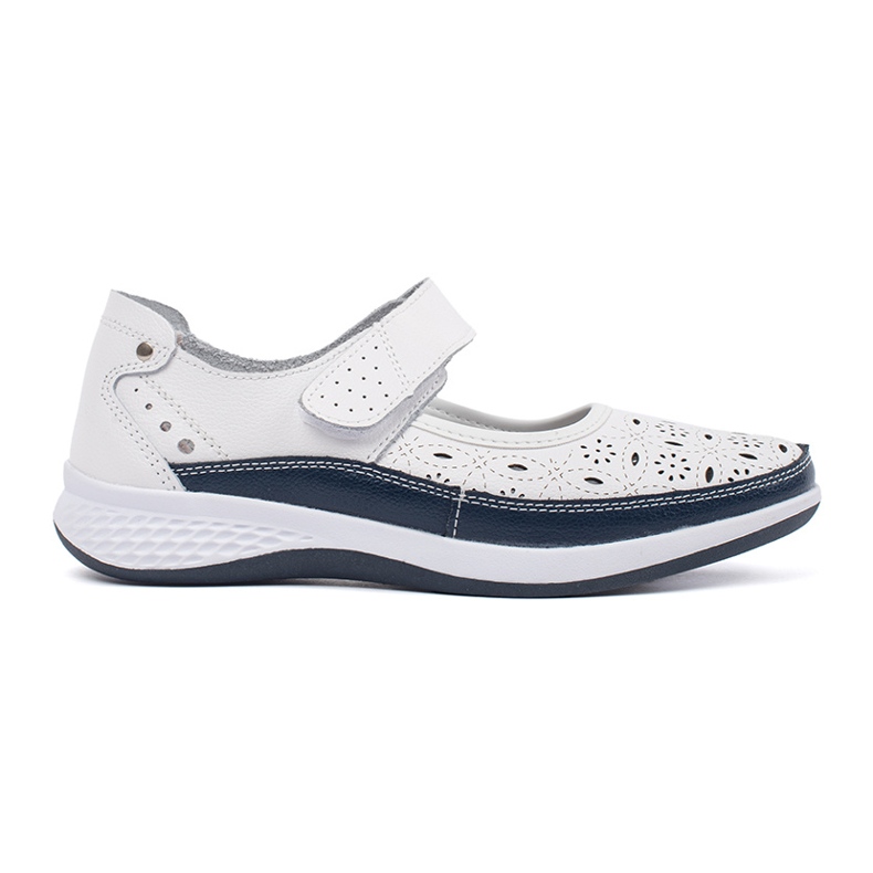 Goodin Sandales en cuir bleu blanc et bleu marine blanche