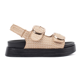 Goodin Sandales sur une plate-forme dans un cargure beige et blanc