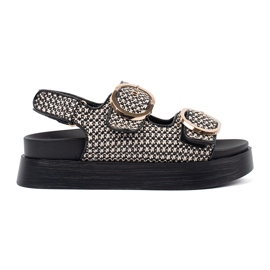 Goodin Sandales sur une plate-forme en noir et blanc
