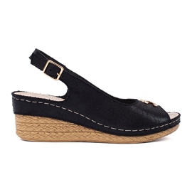 Goodin Sandales de coin noir avec boucle