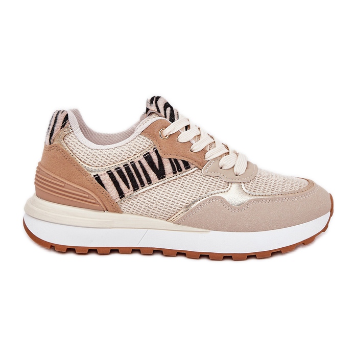 Chaussures de sport pour femmes sur la plate-forme zèbre beige