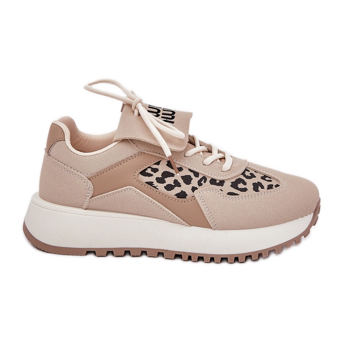 Sneakers pour femmes Sports Chaussures sur la plateforme Leopard Beige