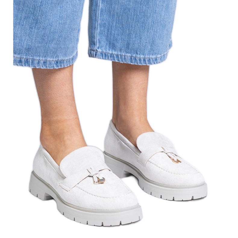 Mocassins élégants gris d'Ezozamz avec décoration