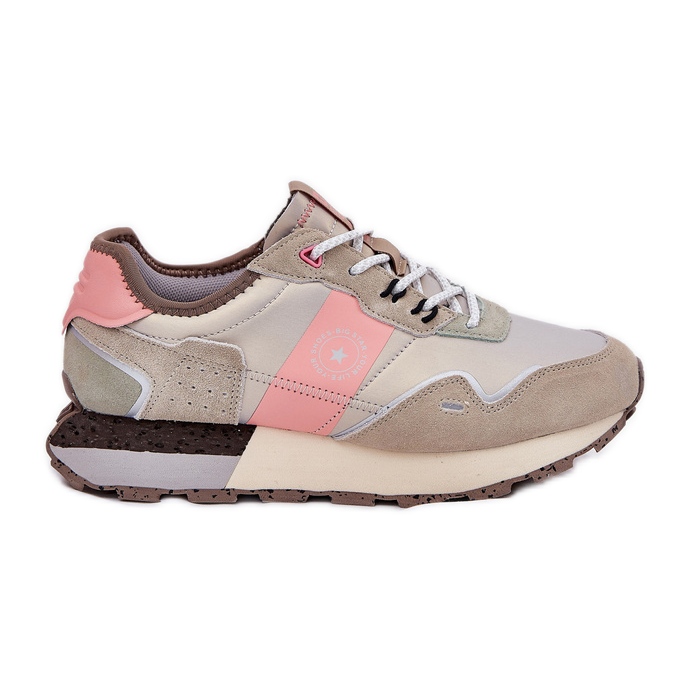 Sneakers en daim féminin Big Star RR274243 Système de rose gris-polonais