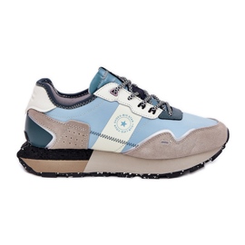 Sneakers en daim féminin Big Star RR274245 Système Hi-Polish-bleu gris