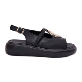 Sandales féminines élégantes en cuir S.Barski GR51-603 noir le noir