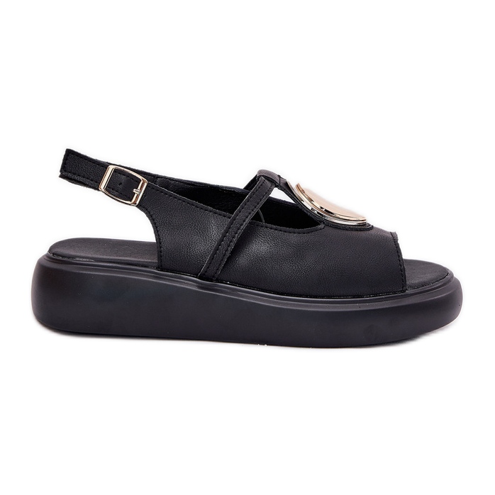 Sandales féminines élégantes en cuir S.Barski GR51-603 noir le noir