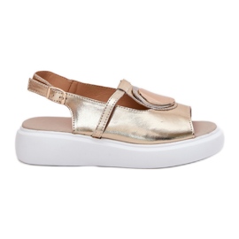 Sandales féminines élégantes en cuir S.Barski GR51-603 Zlotys doré