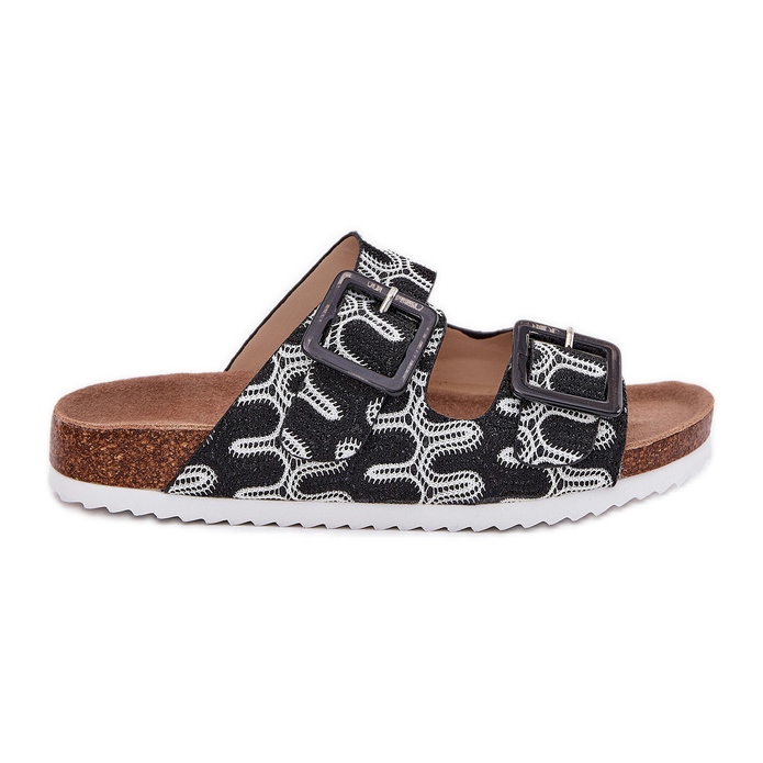 S.Barski Les tongs pour femmes avec des boucles et des paillettes S. Barski RB51-006 Black le noir S.Barski Les tongs pour femmes avec des boucles et des paillettes S. Barski RB51-006 Black le noir