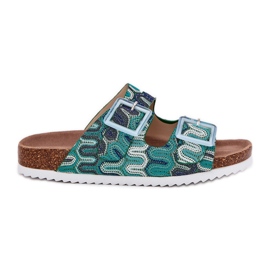 Les tongs pour femmes avec boucles et paillettes S.Barski RB51-006 vert