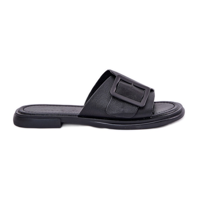S.Barski Les tongs en cuir féminin avec D&amp;A SJ2302-01 Boucle noire