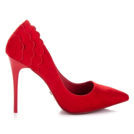 Seastar Talons hauts en daim avec volant rouge
