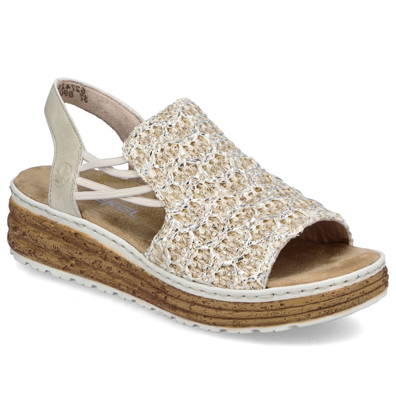 Sandales féminines sur le groupe de plate-forme Beige Rieker 62741-60