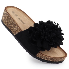 Flip pour femmes -flops sur les fleurs de coin Black Potocki Gn17300 noir