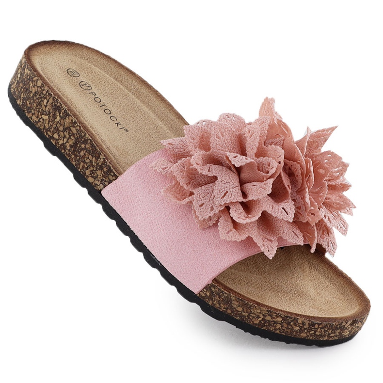 Les tongs des femmes avec des fleurs roses Potocki Gn17301 Les tongs des femmes avec des fleurs roses Potocki Gn17301