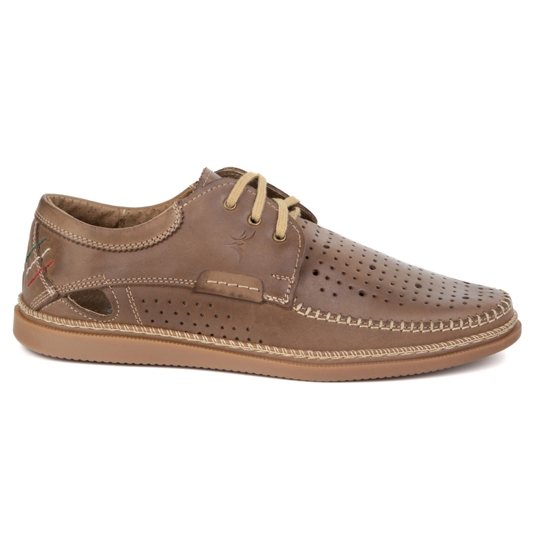 Olivier Chaussures d'été à lacets en cuir masculin 206L avec perforation brun clair Olivier Chaussures d'été à lacets en cuir masculin 206L avec perforation brun clair