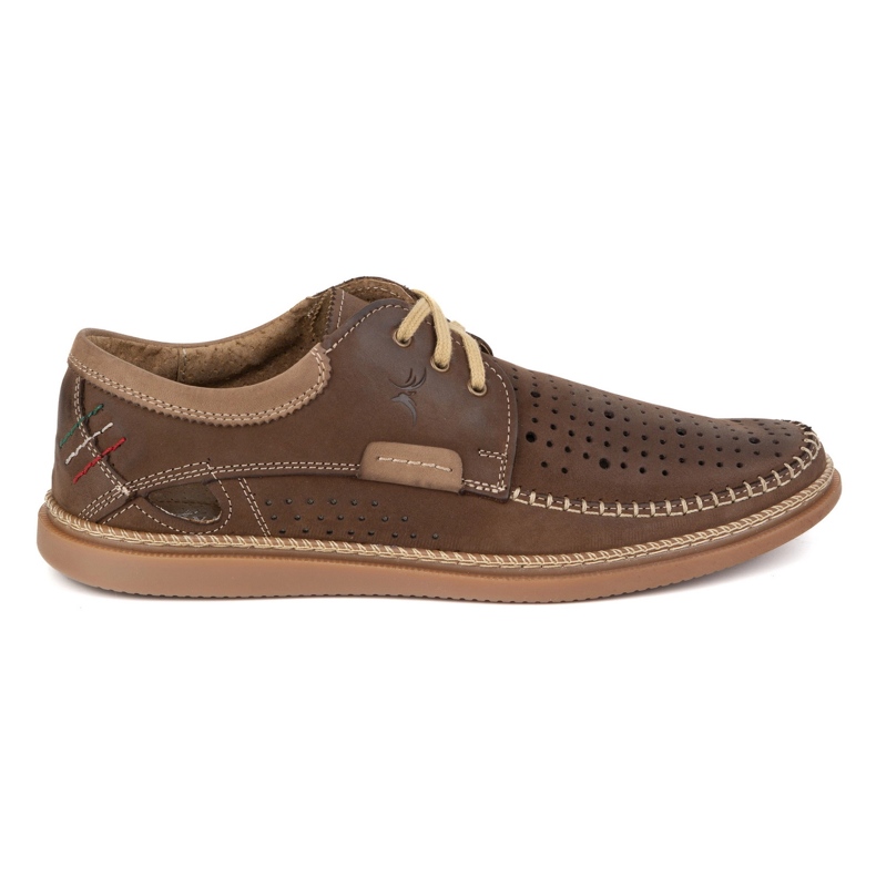 Olivier Chaussures d'été à lacets en cuir masculin 206L avec perforation marron brun