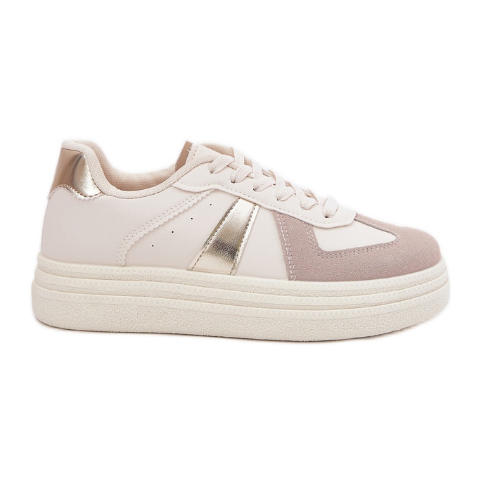 Baskets pour femmes en cuir eco sur la plate-forme beige Baskets pour femmes en cuir eco sur la plate-forme beige
