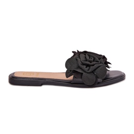 Les tongs pour femmes à thèmes avec des fleurs décoratives Fleurs noires
