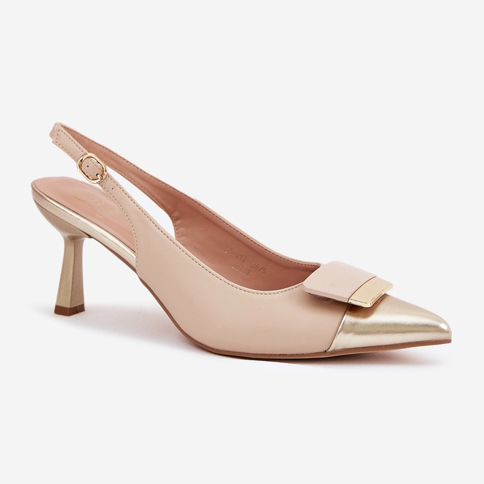 Talons hauts élégants avec décoration en cuir eco beige