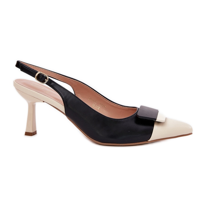 Talons hauts élégants avec décoration eco en cuir noir le noir Talons hauts élégants avec décoration eco en cuir noir le noir