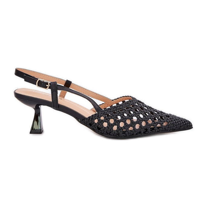 Talons hauts avec un nez pointu et un talon noir le noir