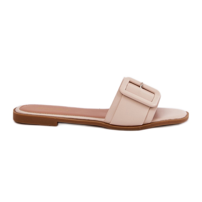 Résumé des résumés pour femmes en cuir écologique plat avec boucle beige