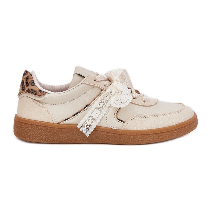 Baskets féminines basses avec un léopard beige